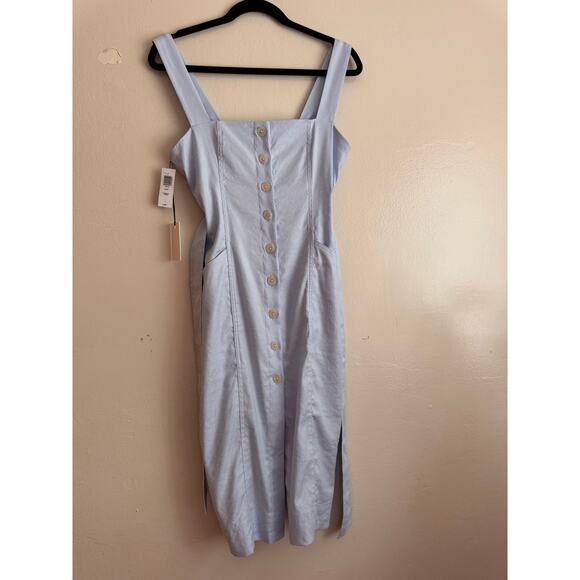 Aritzia Babaton baby blue Kofi Belted Button-Front Dress size 4 / small - Picture 8 of 12